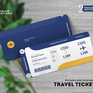 Boarding Ticket Canva Template | Personalized Plane Ticket | Surprise Air Ticket | Flight Pass | Editable Travel Ticket | Invitation Gift