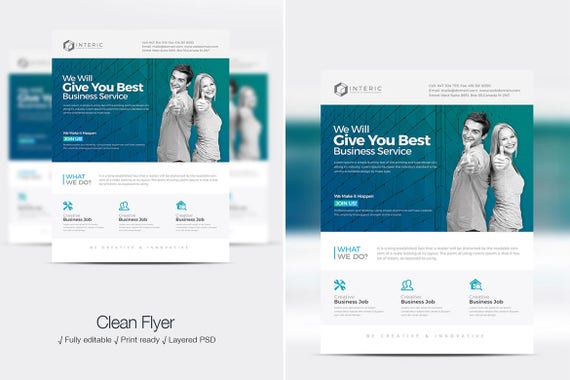corporate business psd flyer design etsy