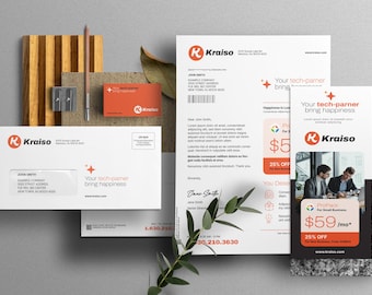 Direct Mail Business Marketing Kit: Letterhead, Postcard, Flyer