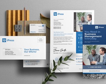 Direct Mail Business Marketing Kit: Letterhead, Postcard, Flyer