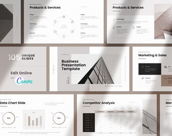 Canva Business Plan Presentation Template: Modern Pitch Deck (105 Slides)