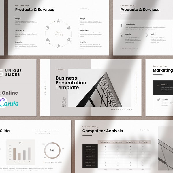 Canva Business Plan Presentation | Business Pitch Deck Template | Startup Business Plan and Marketing Presentation | Canva Presentation