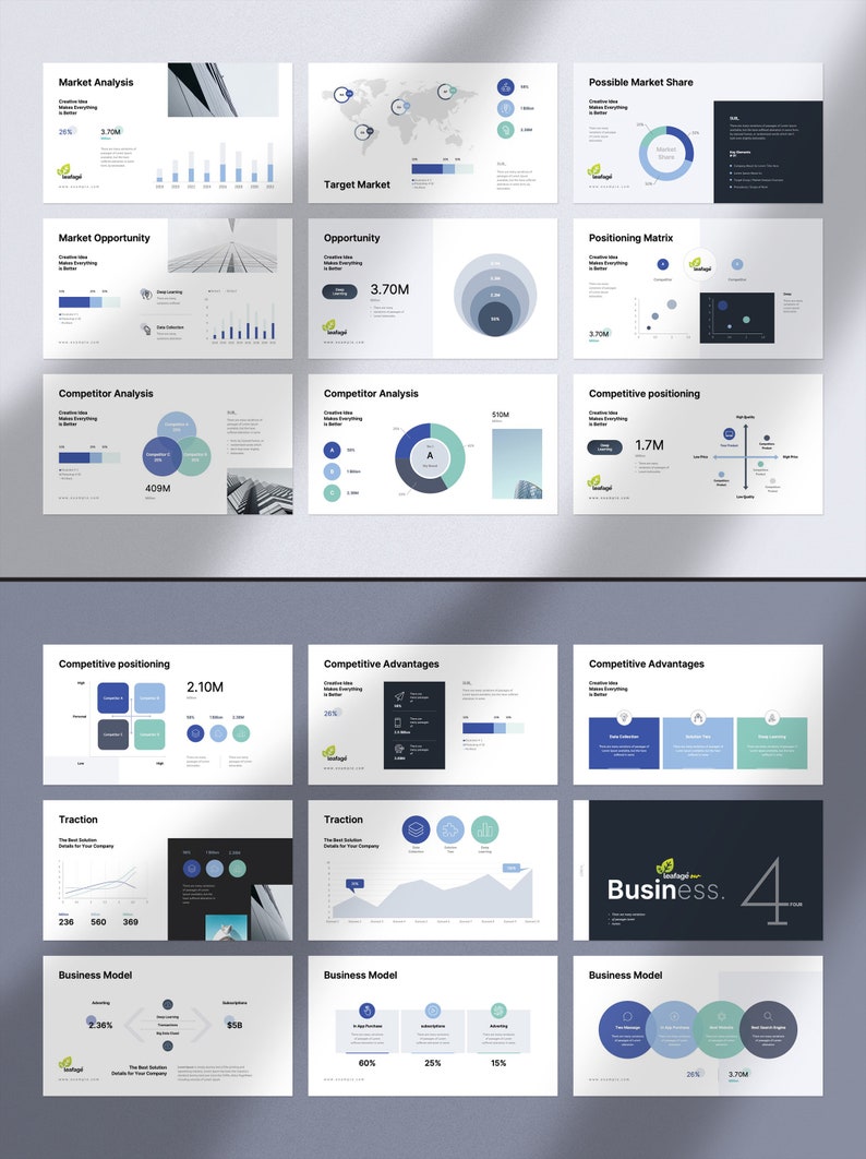 Pitch Deck Powerpoint Presentation Template With Indesign Layout Etsy