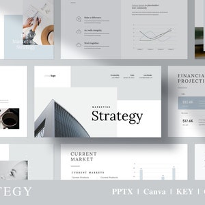 Mall för presentation av marknadsföringsstrategi: PowerPoint, Keynote, Canva