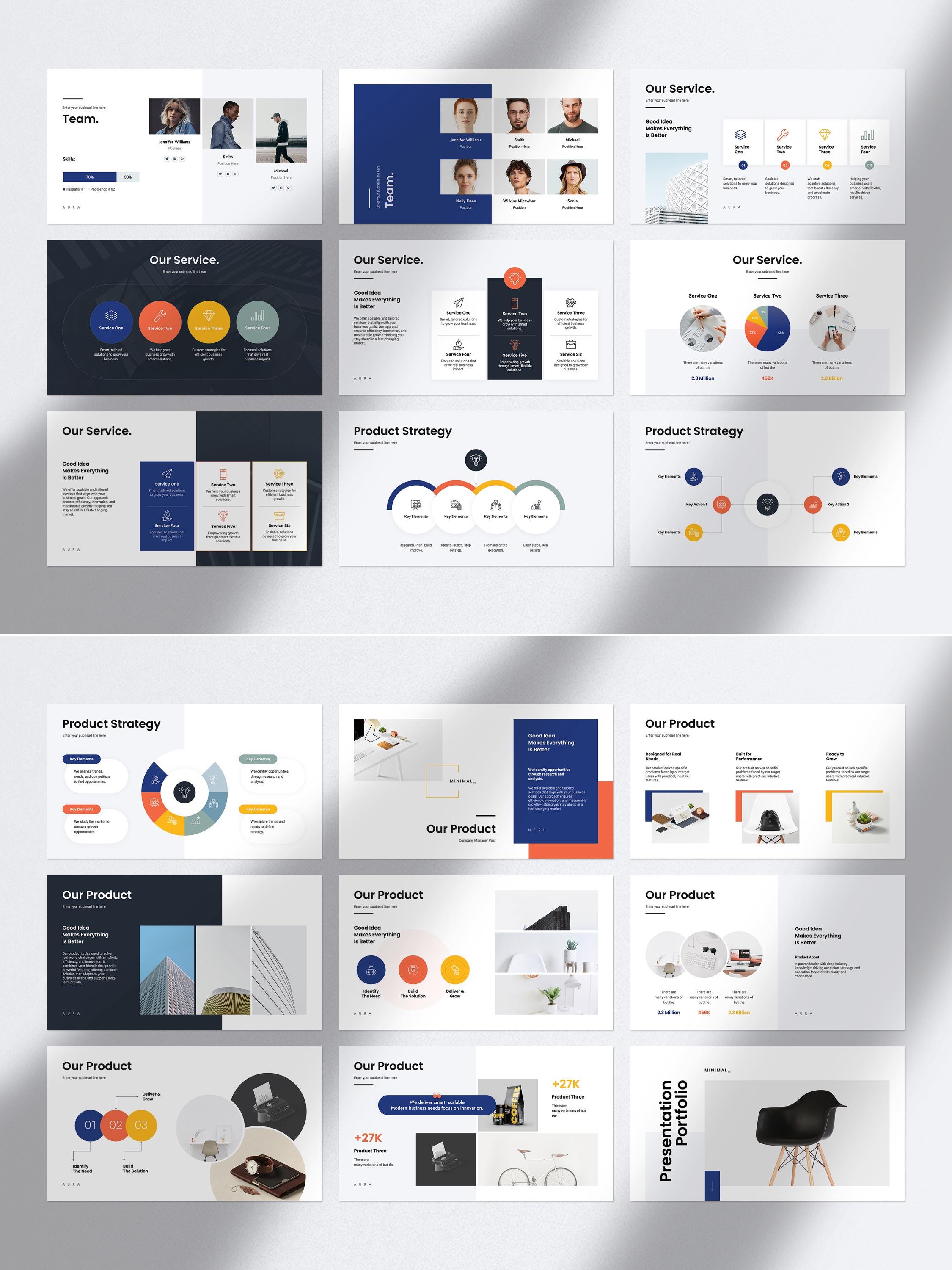 AURA | Pitch Deck Presentation Template - Etsy