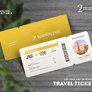 Editable Boarding Pass Template: Surprise Plane Ticket (Canva/PDF)