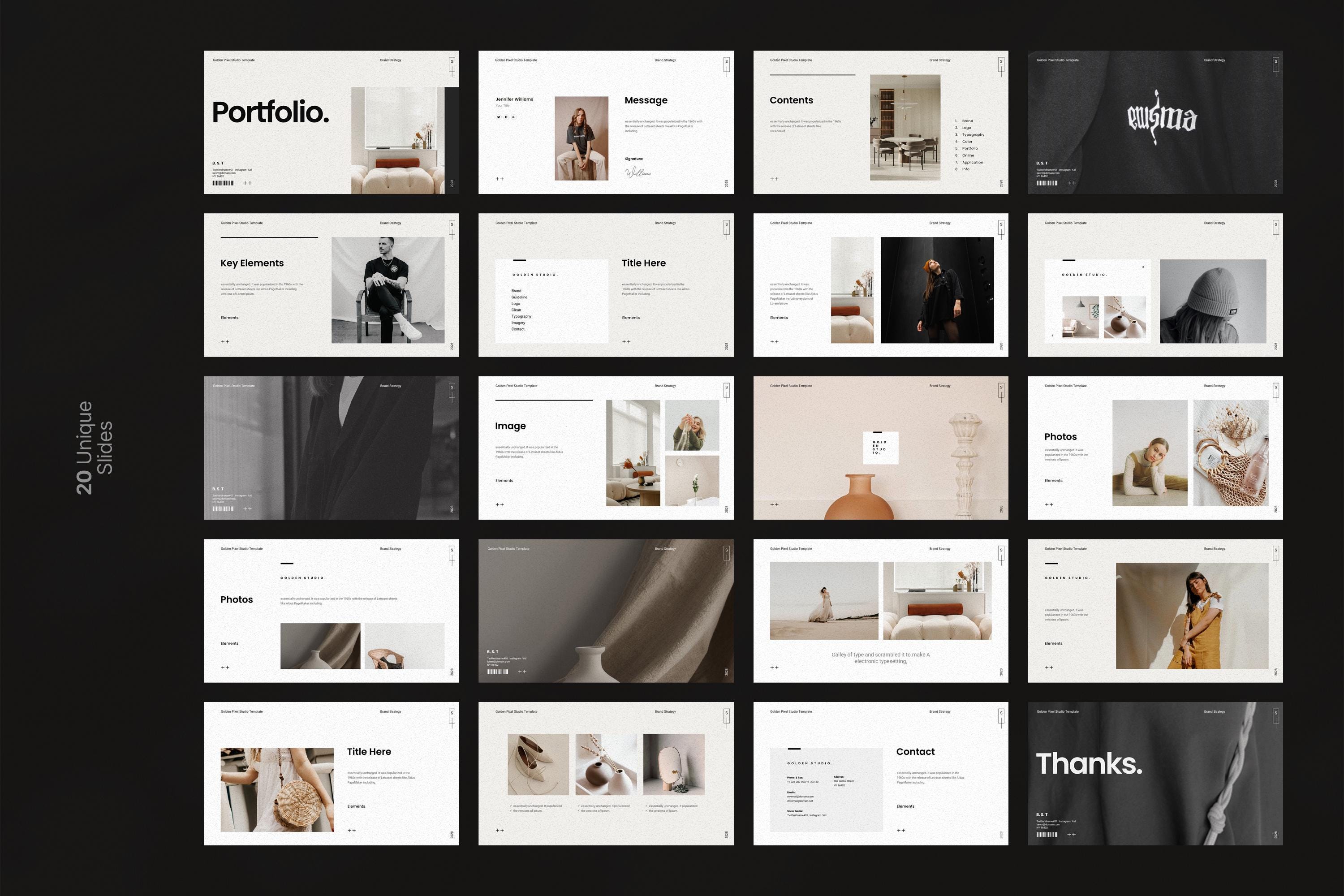Portfolio Grid Slide Creative Design, Portfolio Presentation With Powerpoint, Keynote ...