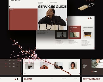 Presentación de la guía de servicios y precios con plantilla de Canva e InDesign