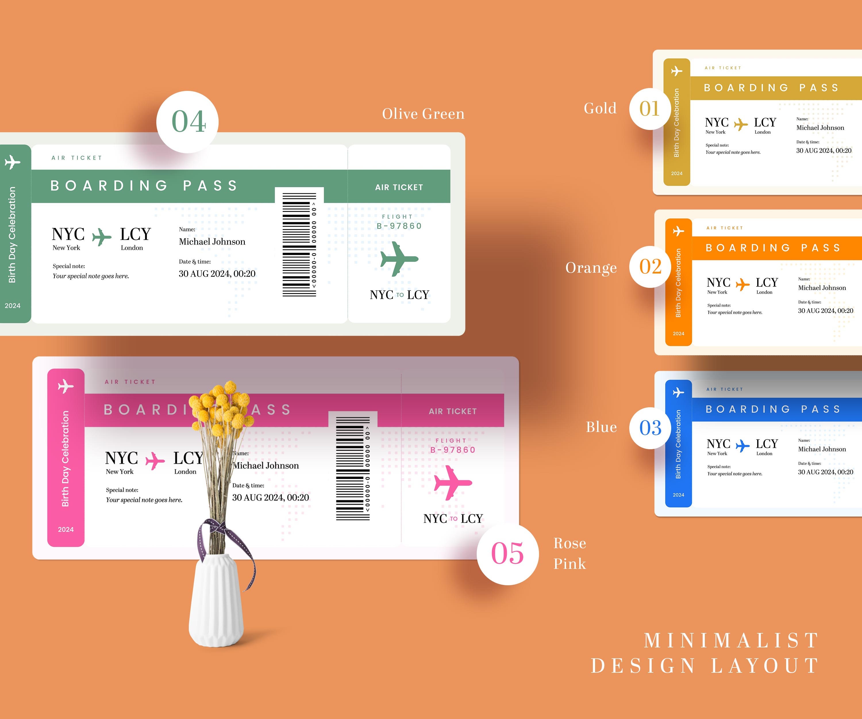 Editable Boarding Ticket Canva Template Personalized Plane Etsy 