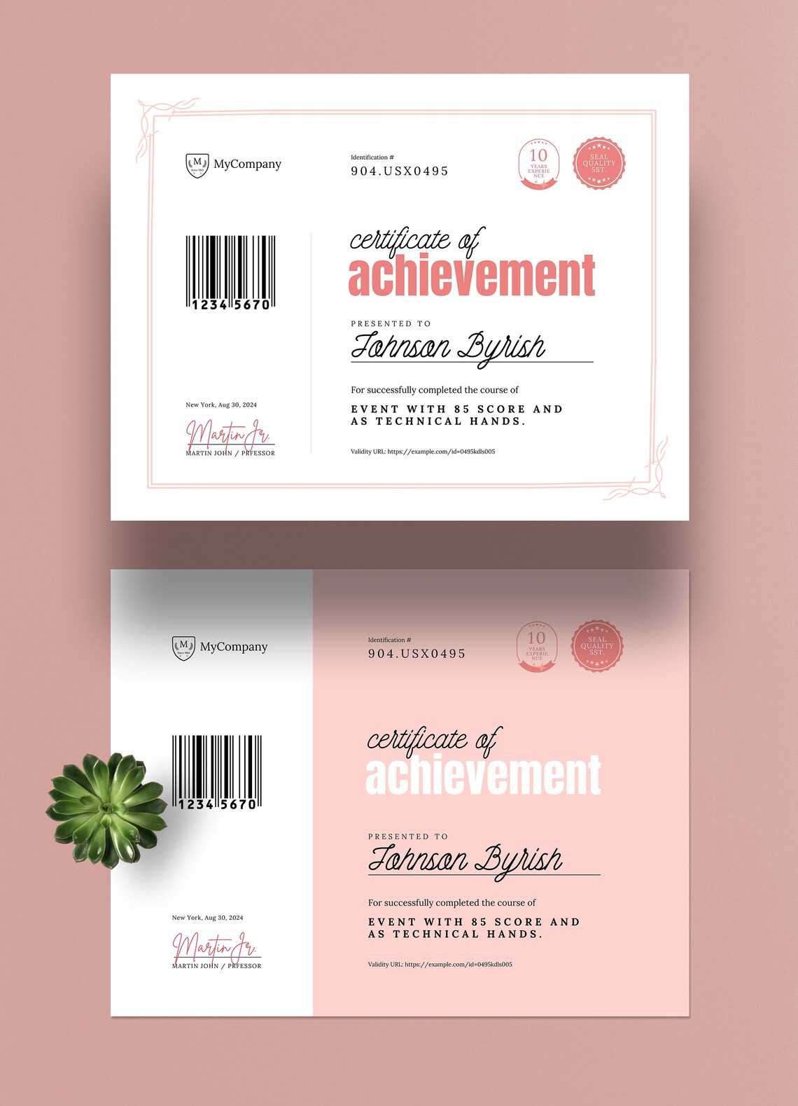 Certificate Of Achievement Canva Template Minimalist Course Etsy