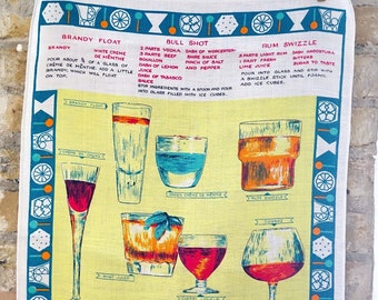60s tea towel with cocktail recipes from Ulster
