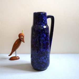 Ceramiczny wazon z uchwytem do dzbanka Scheurich w kolorze niebiesko-czarnym – minimalistyczny styl z połowy XX wieku
