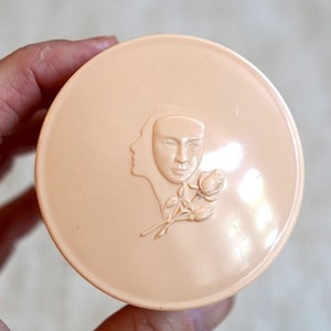 Art Deco Marbert Gesichtscreme Topf aus rosafarbemem Hartplastik