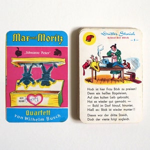 Max & Moritz Quartett Kartenspiel mit Wilhelm Busch Motiven aus den 50er Jahren