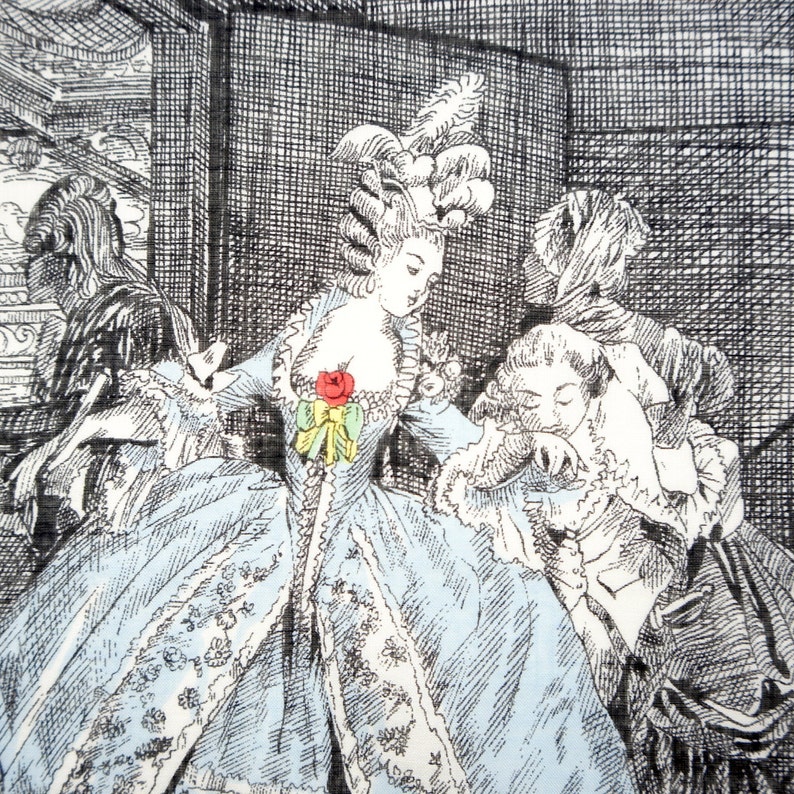 Vintage Batist Handkerchief Les Adieux Hand Rolled