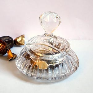 Pot à sucre ou à bonbons en cristal de plomb avec couvercle pour bricoles, bijoux ou toute autre chose