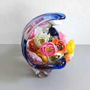 Vintage Murano Glass Bowl | 1960s | Pink-to-Blue Gradient | Handblown Art Glass