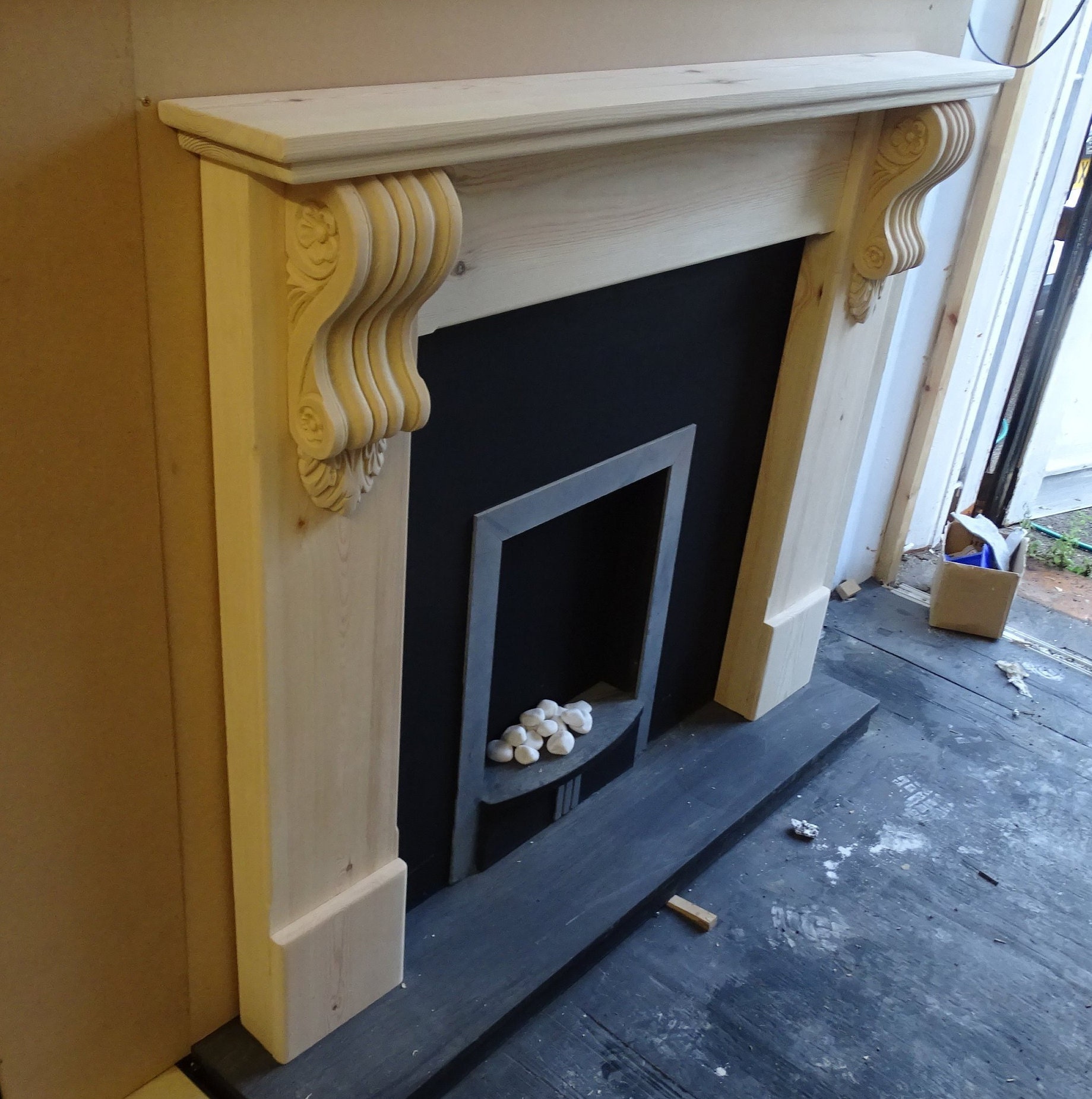 Large Fire Surround Mantelpiece Surround With Large Corbels to Each Leg