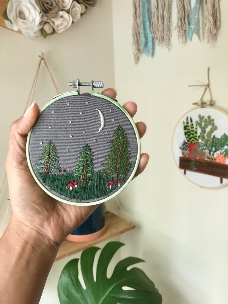 Woodland embroidery embroidered pine trees embroidery art  etsy Woodland embroidery embroidered pine trees embroidery art  etsy