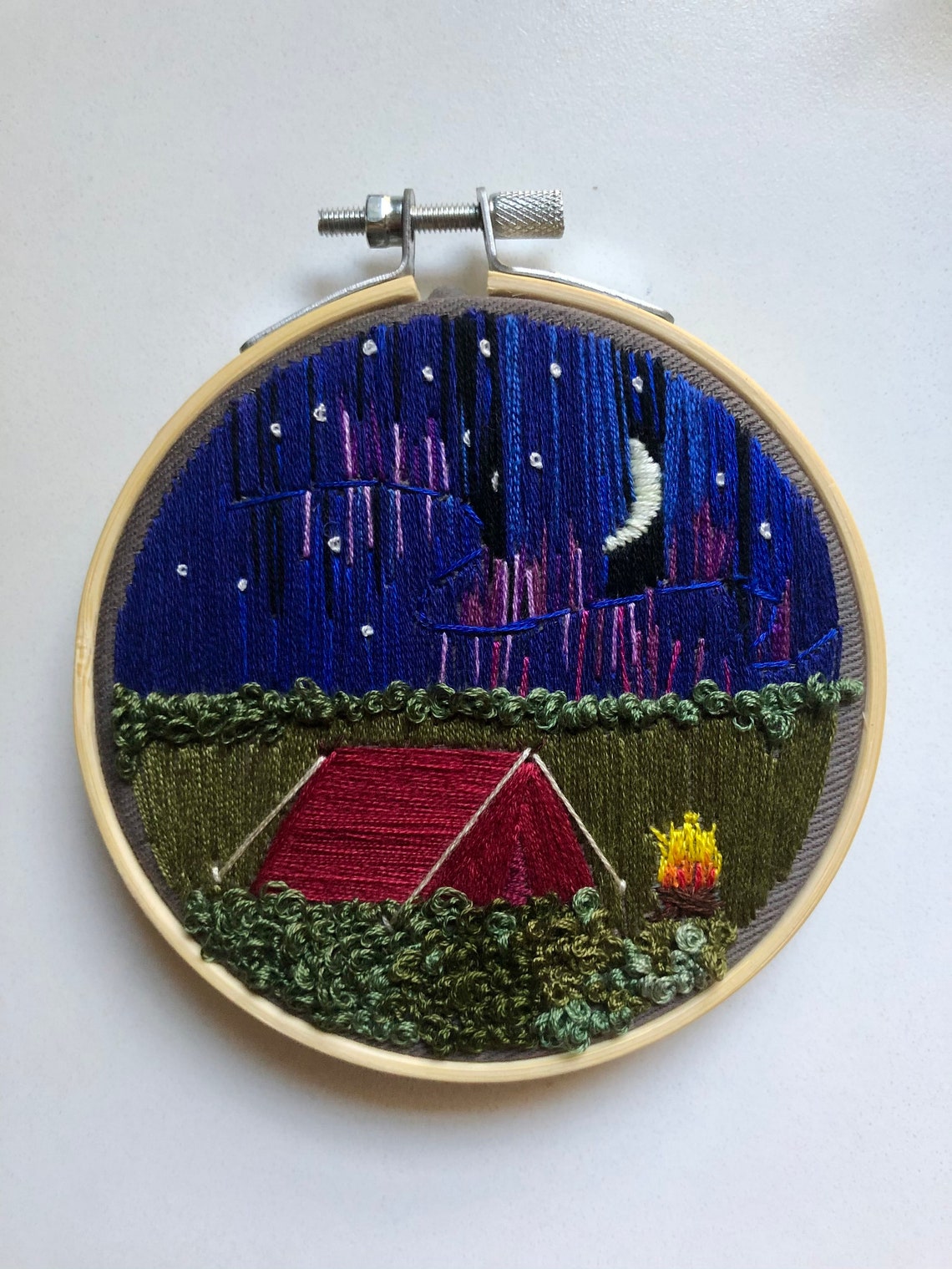 Night sky embroidery aurora borealis hoop art night sky | Etsy