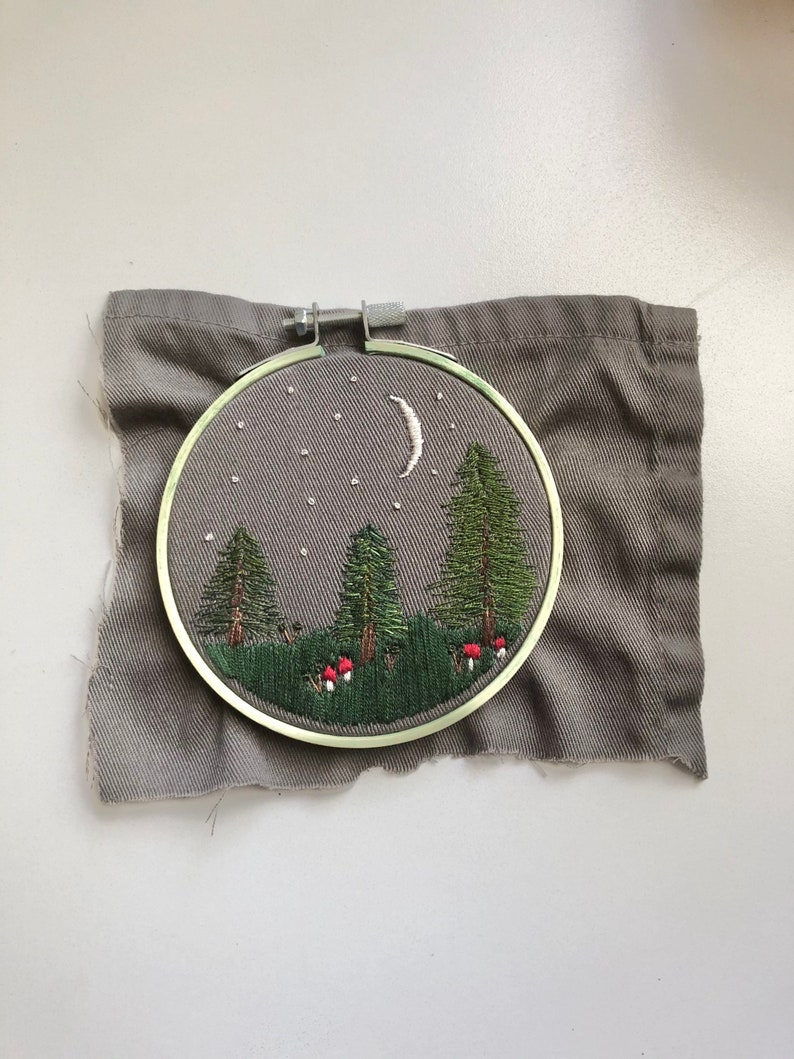 Woodland embroidery embroidered pine trees embroidery art  etsy Woodland embroidery embroidered pine trees embroidery art  etsy
