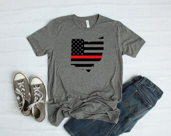 Ohio Firefighter Thin Red Line Tee