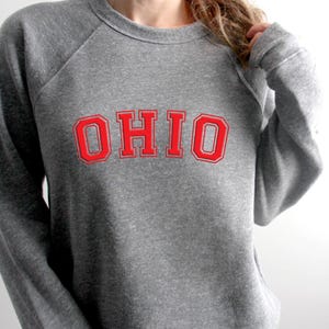 May include: Gray sweatshirt with a red "OHIO" graphic on the front.