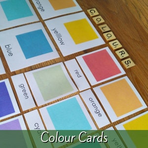 Preschool Colour Cards - Colour Flashcards For Children - Montessori Activity - Homeschool Printable - Instant Download