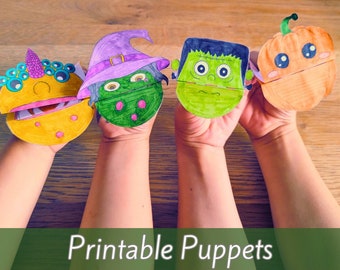 Halloween Activity for Kids Printable Hand Puppets for Halloween Crafts for Preschool & Montessori Activities for Children