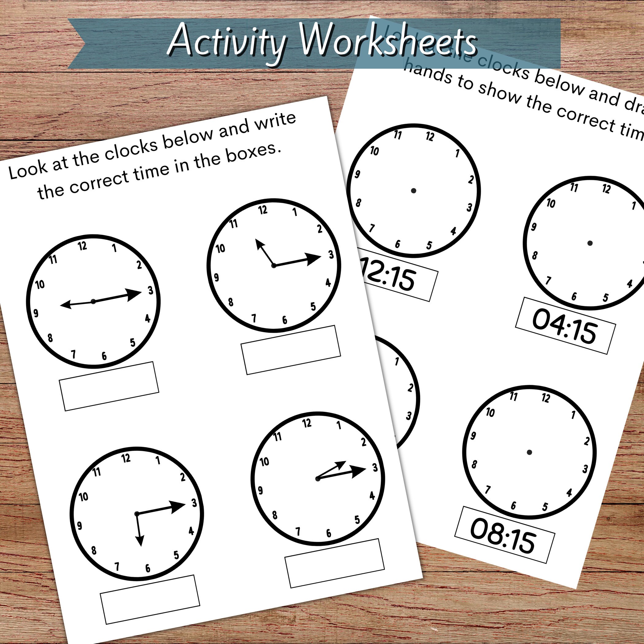 Learn to Tell Time Printable Clock Teaching Time Bundle Teach Kids to