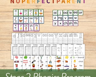 Programa de fonética para aprender a leer, etapa 2/ Descarga instantánea/ Enseñe a leer a los niños/ Ayuda para el aprendizaje en el hogar/ Programa de lectura simple
