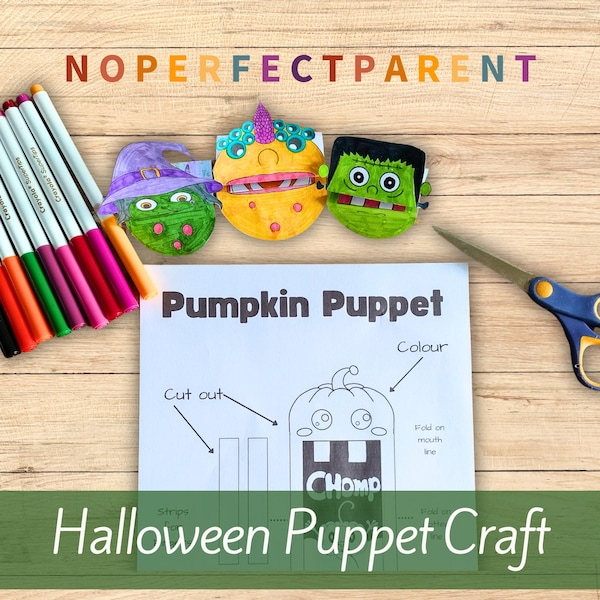Halloween Hand Puppet Printables: Kids Craft Activity (PDF Download A4 Size)