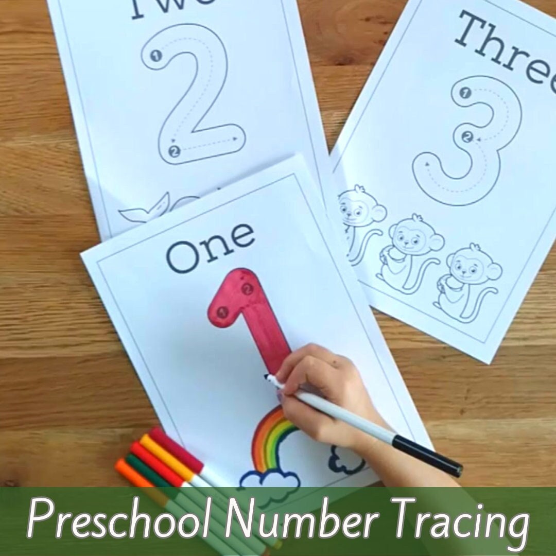 Preschool Worksheets for Kids Number Tracing Activity for Montessori