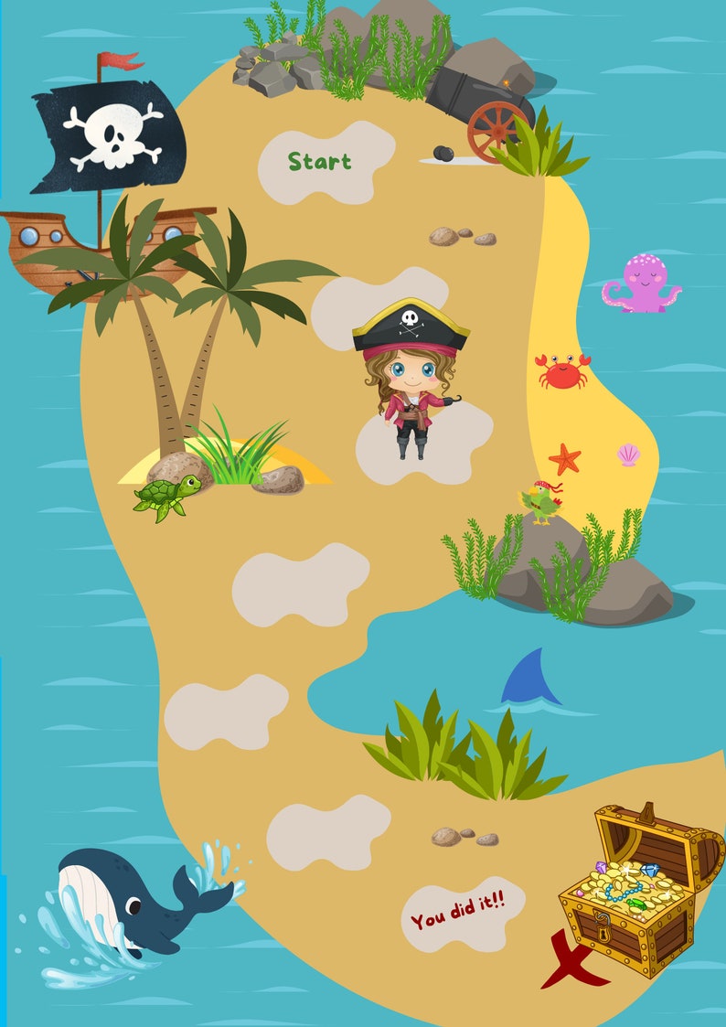 Printable Pirate Map Reward Chart Behaviour Aid Reward - Etsy