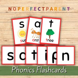 印刷可能なフォニックス フラッシュカード | 幼稚園・保育園向けアルファベット サウンド カード | 文字認識と早期読書練習