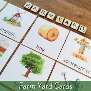 Tarjetas de granja preescolar, Actividades para niños pequeños, Tarjetas Montessori para niños, Educación en el hogar imprimible, Descarga instantánea