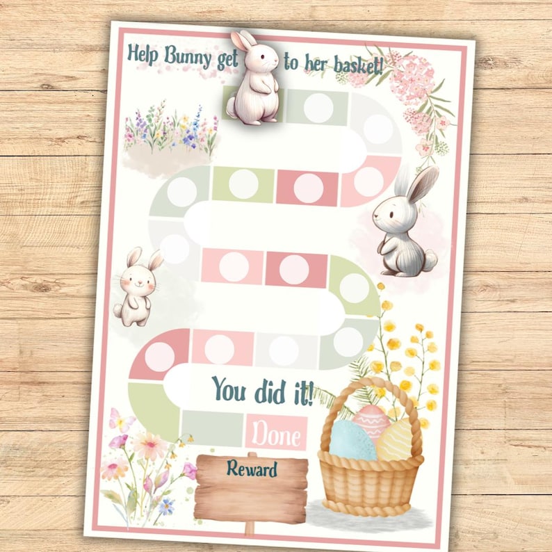 Reward Chart for Kids Bunny Themed Star Chart Easter Printable for ...