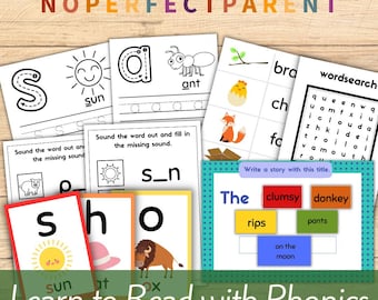 Programa de fonética de 5 etapas / Currículo de lectura imprimible / Actividades divertidas y prácticas / Enseñe a los niños a leer con fonética / Educación en casa