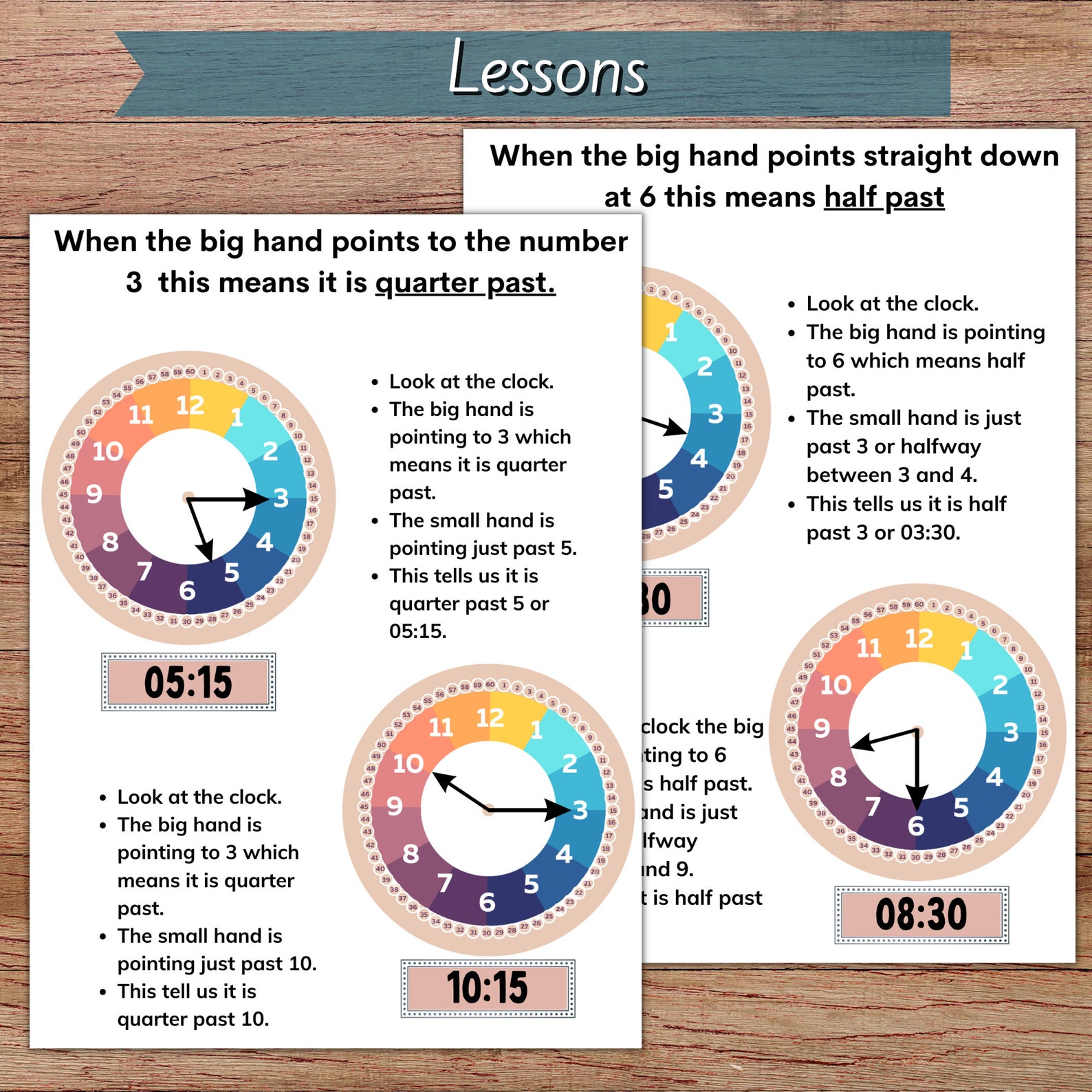 Learn to Tell Time Printable Clock Teaching Time Bundle Teach Kids to