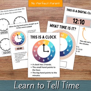 Learn to tell time printable clock| Teaching time Bundle| Teach kids to tell time 42 page Printable| Toddler homeschool learning