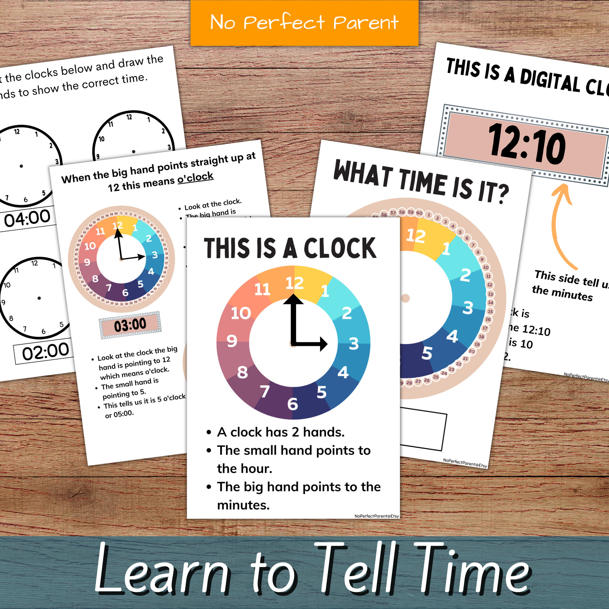 Learn to Tell Time Printable Clock Teaching Time Bundle Teach Kids to