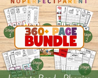 Homeschool Reading Bundle for Kids Reading Program for Children Educational Printable Phonics Unit Learn to Read with Phonics worksheets