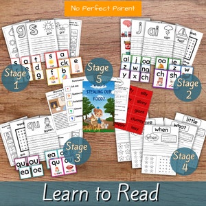 Homeschool Reading Bundle for Kids Reading Program for Children Educational Printable Phonics Unit Learn to Read with Phonics worksheets
