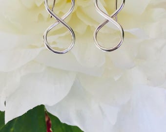 SOLID STERLING SILVER - Infinity Symbol Drop Earrings