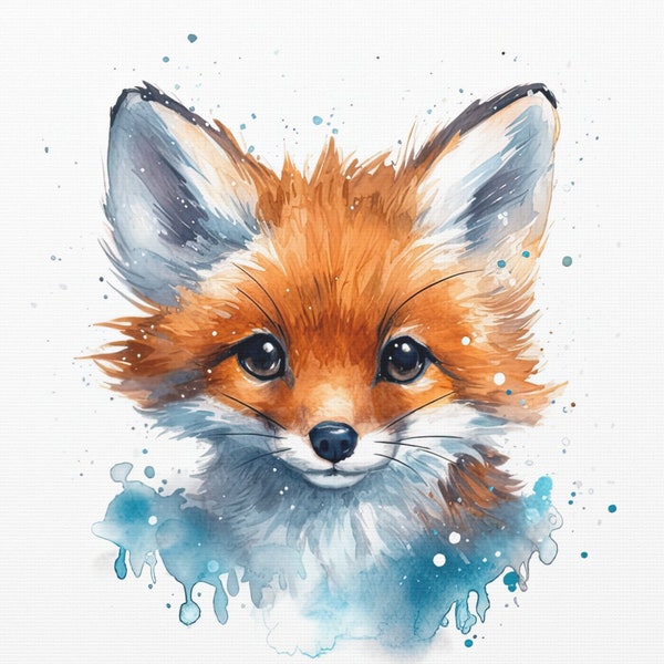 Bezaubernde Baby Fuchs Aquarell Malerei auf Leinwand Wald Kinderzimmer Wand Kunst Wald-Themed Dekor Perfektes Geschenk für Tier-und Kunstliebhaber