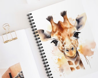 Spiral Notebook with Watercolor Giraffe Cover | Creative Journal for Daily Writing | Lined Diary & Unique Gift for Animal and Art Lovers