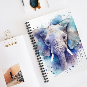 Watercolor Elephant Spiral Notebook | Lined Journal with Elephant Painting Cover | Gift for Writers, Students, Animal & Art Lovers