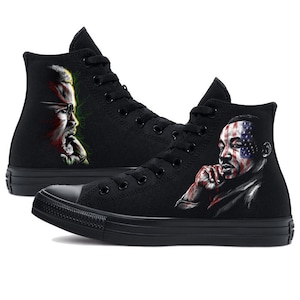 MLK and Malcolm X | Still Dreaming | Blackout Kicks | Converse All-Star Sneakers Unique Civil Rights-Themed Shoes Historic Icon Footwear