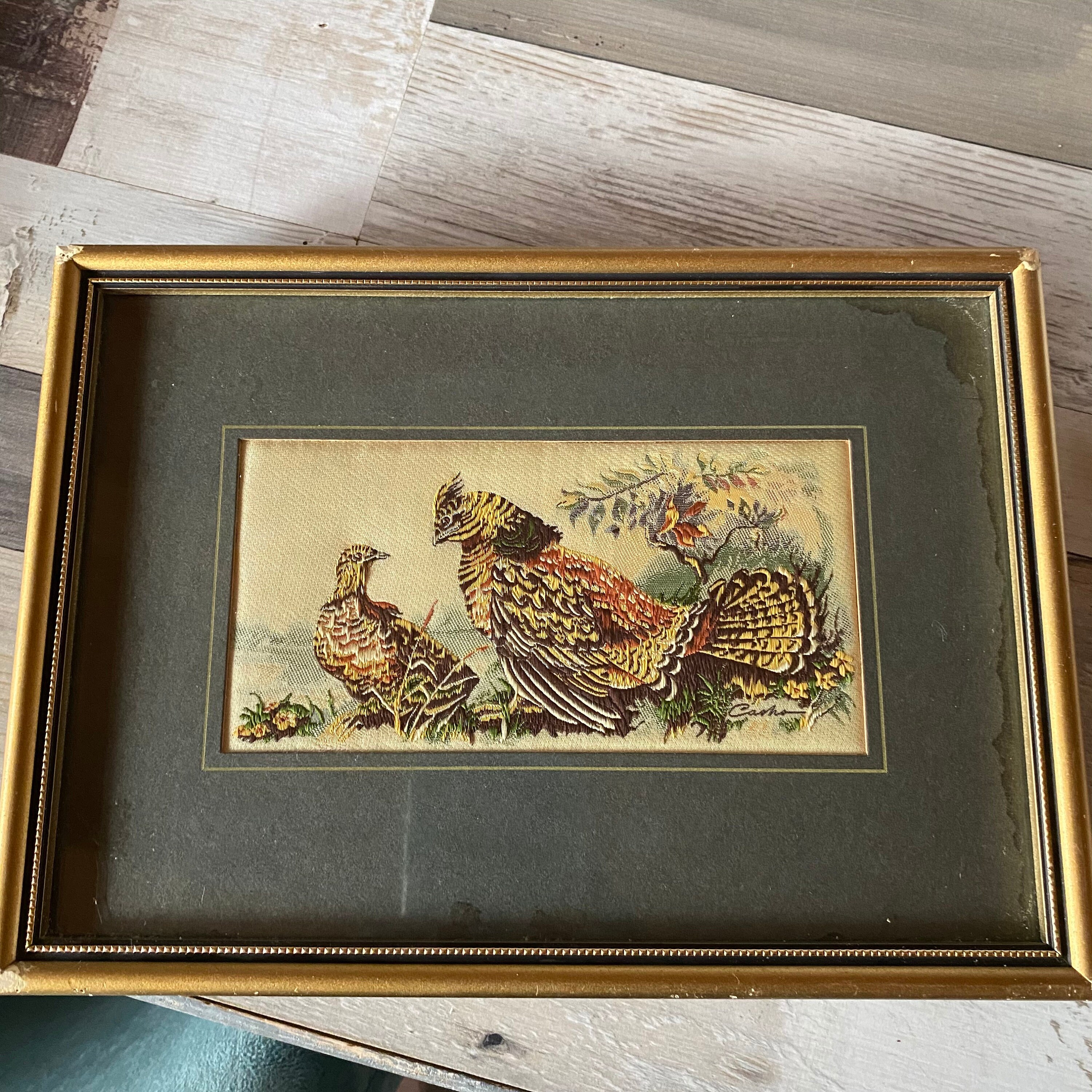 Tableau Encadré Jacquard Tissé J Cash Ltd Coventry, Angleterre en Soie Brodée