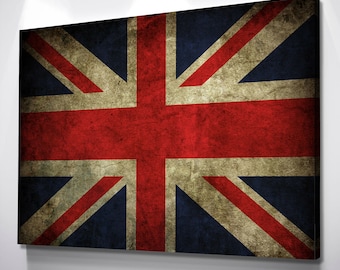 Union Jack Grunge Flag Design Multi Panel Canvas Print wall Art Picture 5 Piece